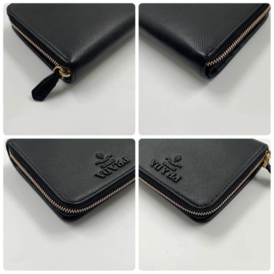 【✨極美品✨】プラダ シャイン 二つ折り財布 サフィアーノ ブラック IC搭載