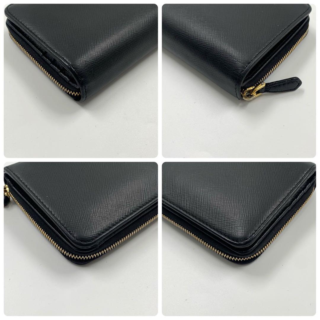 【✨極美品✨】プラダ シャイン 二つ折り財布 サフィアーノ ブラック IC搭載