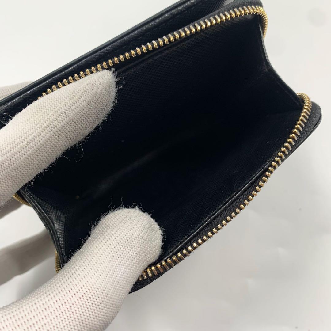【✨極美品✨】プラダ シャイン 二つ折り財布 サフィアーノ ブラック IC搭載