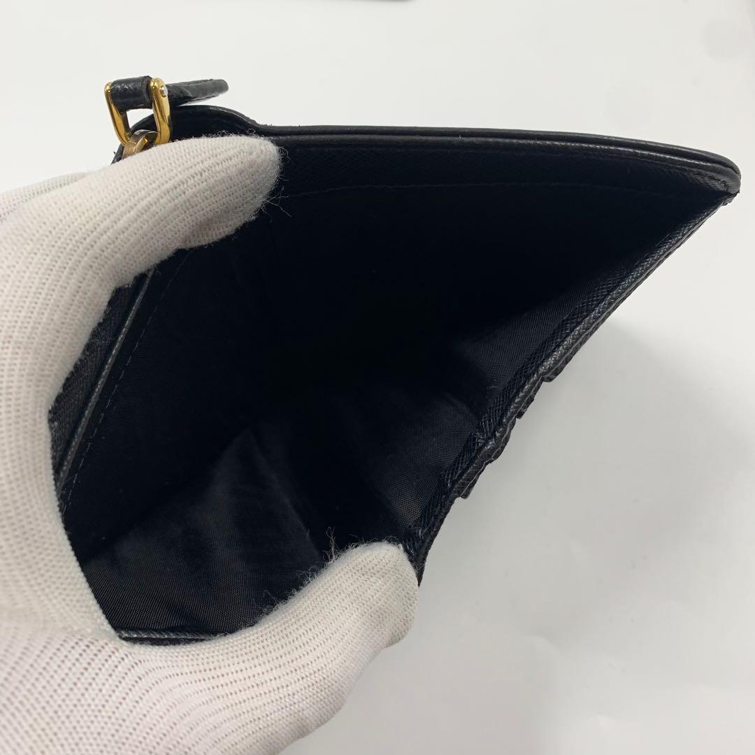 【✨極美品✨】プラダ シャイン 二つ折り財布 サフィアーノ ブラック IC搭載