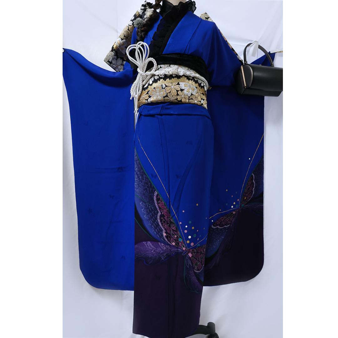M◆綺麗青×蝶 振袖セット167.5cmHanaeMori成人式aB05