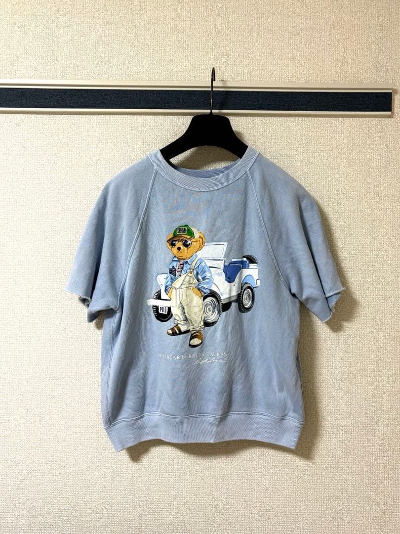 【美品】ポロラルフローレン 半袖シャツ 水色 ブルー ポロベア XS クマ ロゴ