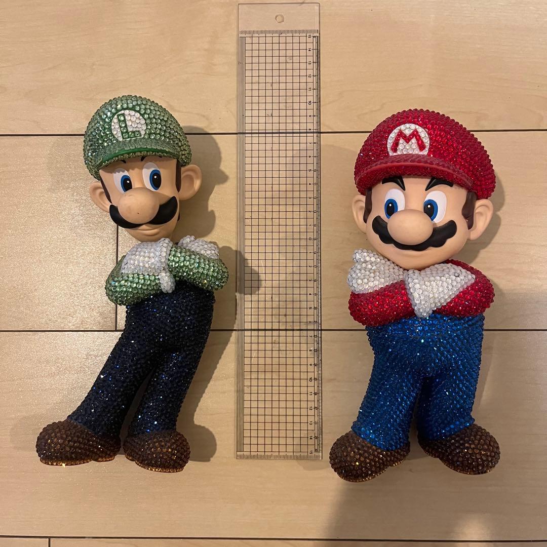 スワロフスキー装飾 マリオ ルイージ フィギュア 人形