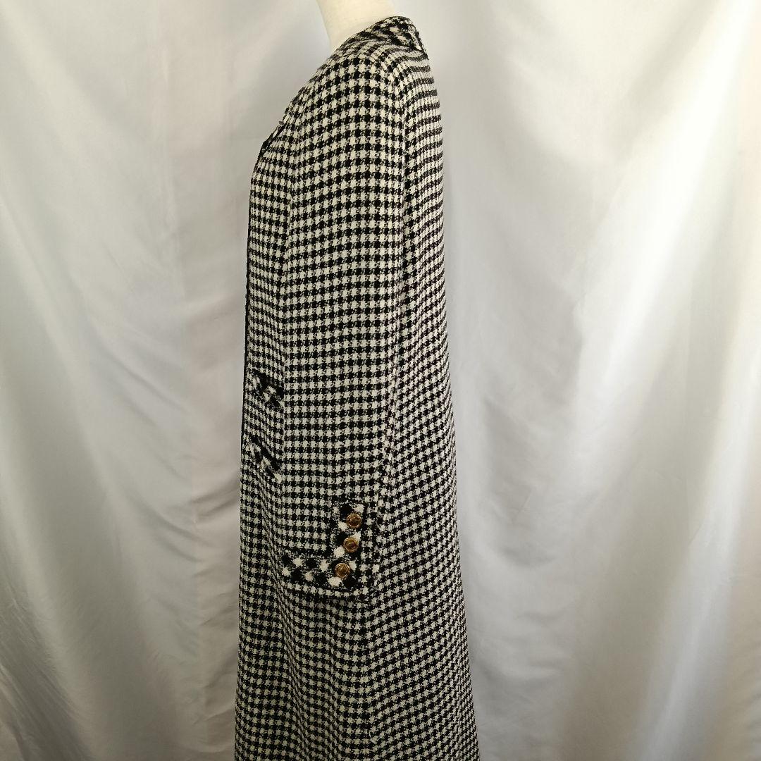 KANEKO ISAO　ツイード　ロングコート　白　黒　B2998