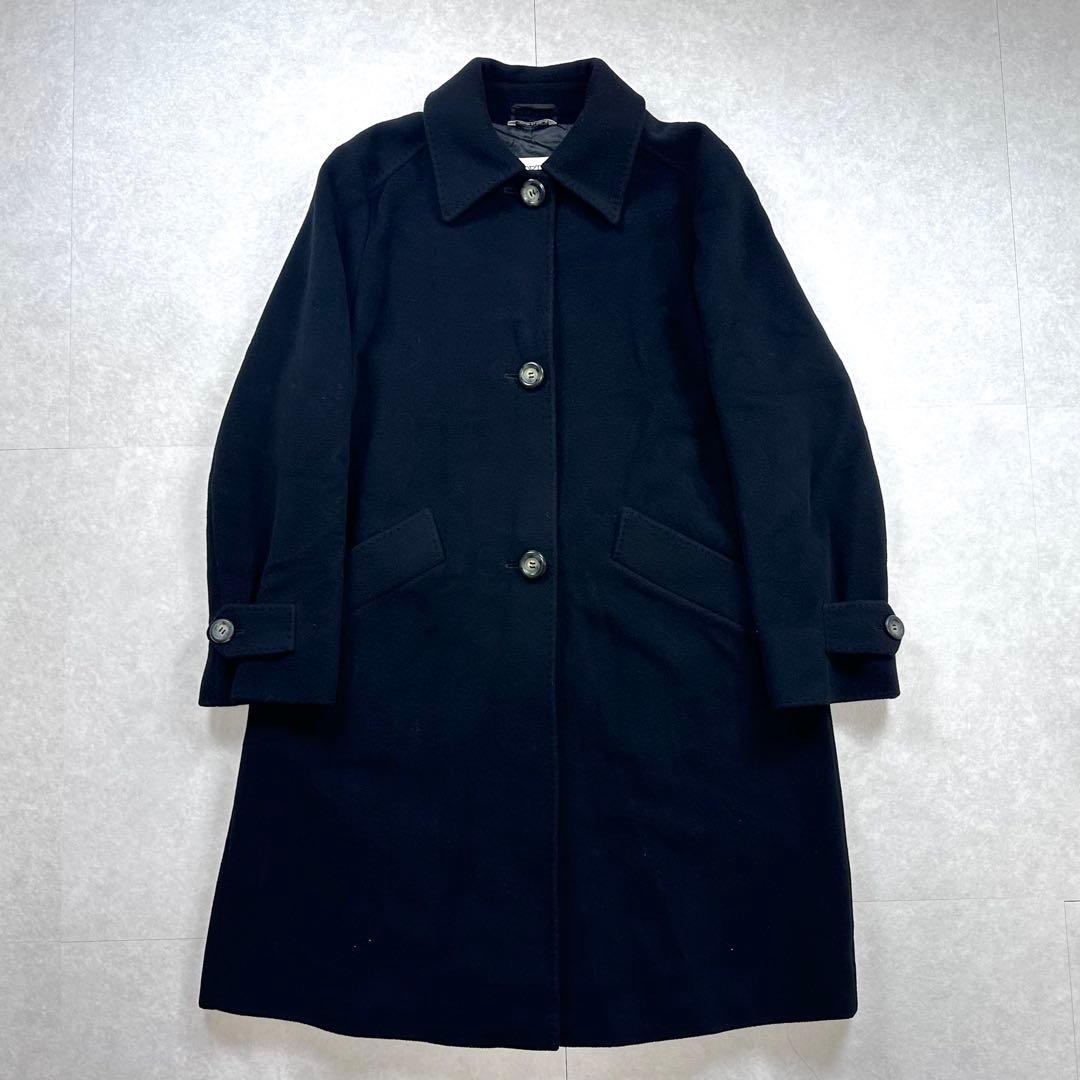 【美品】SPORTMAX ウールカシミヤ ステンカラーコート ブラック 38