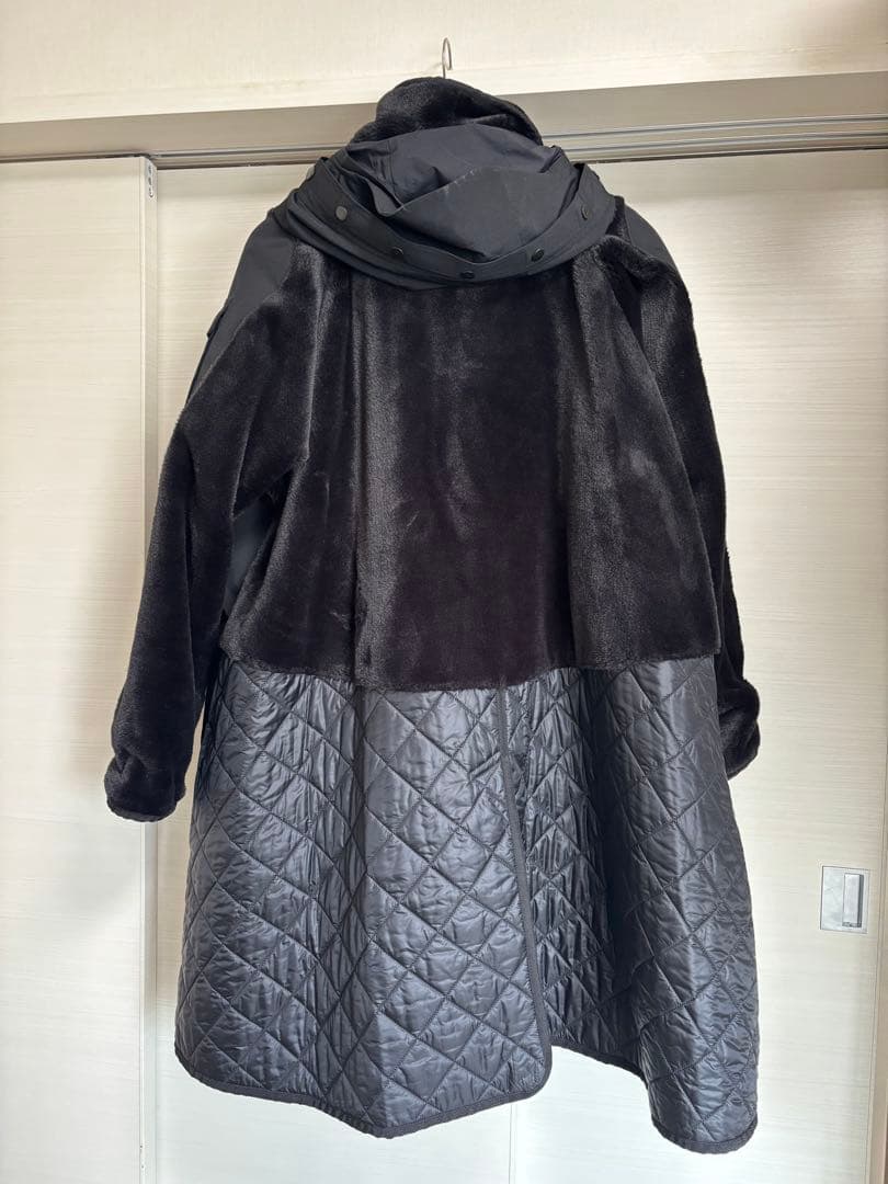 JUNYAキルティングロングコート黒