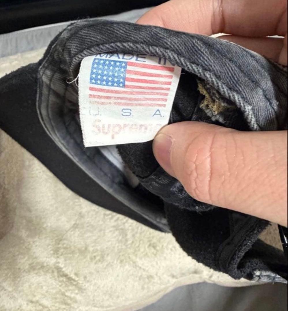 Supreme 黒 キャップ USA製