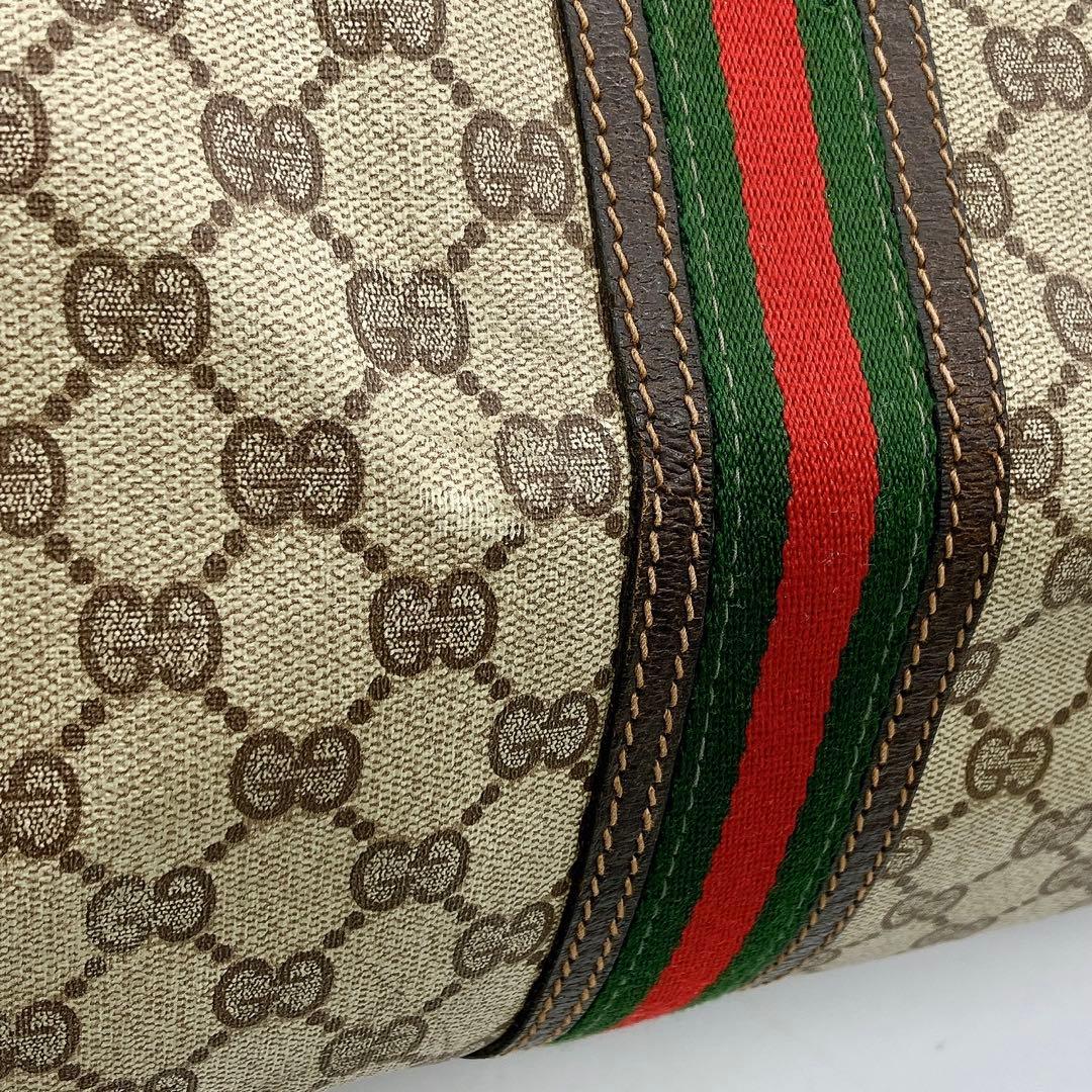 【GUCCI】ボストンバッグ　シェリーライン　GGスプリーム　ブラウン