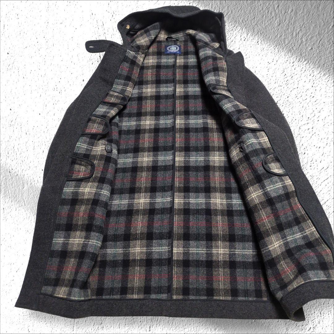 J.PRESS　ロングダッフルコート　LL　　グレー ワイドシルエット　チェック
