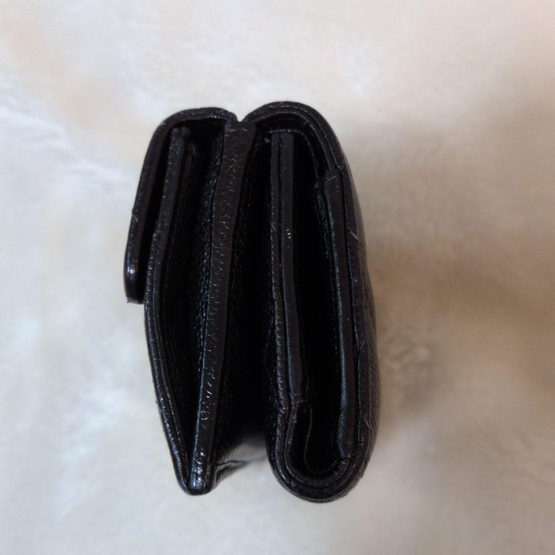 CHANEL ブラックレザー 三つ折り財布