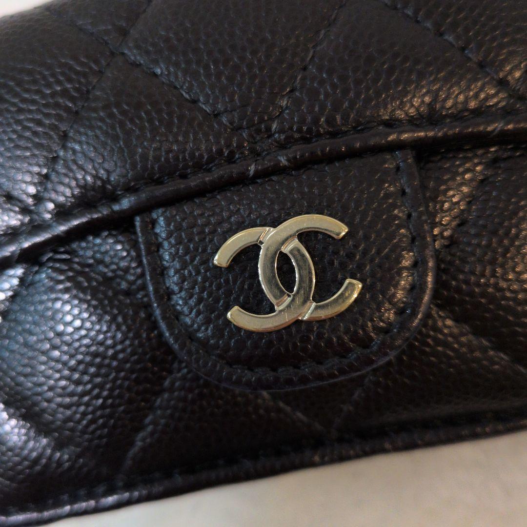 CHANEL ブラックレザー 三つ折り財布