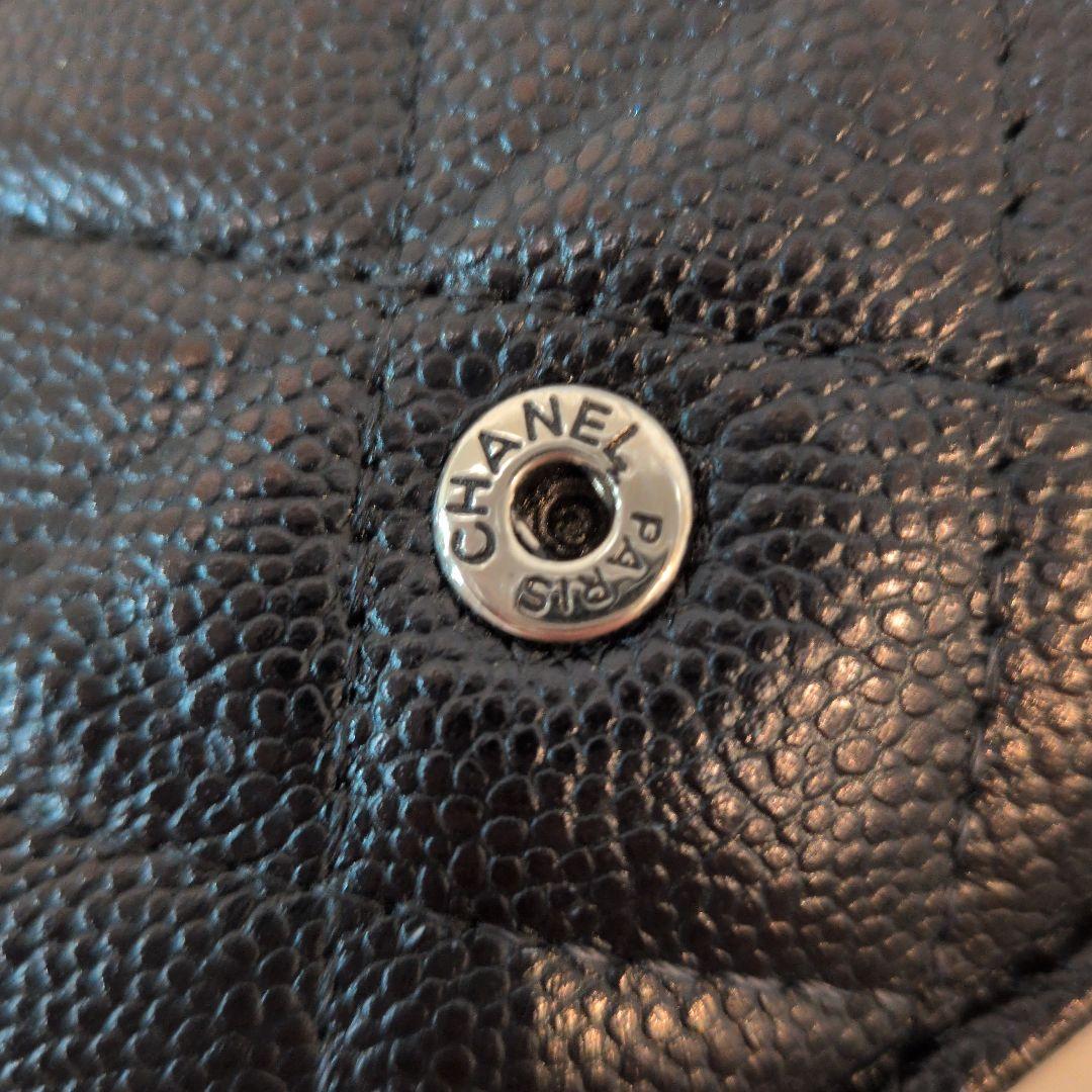 CHANEL ブラックレザー 三つ折り財布