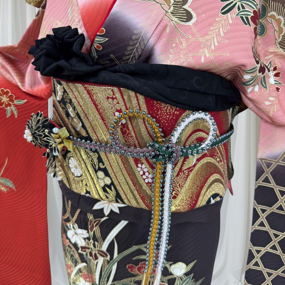 逸品 振袖8点フルセット 金駒刺繍 金彩 成人式 結婚式　謝恩会　卒業式