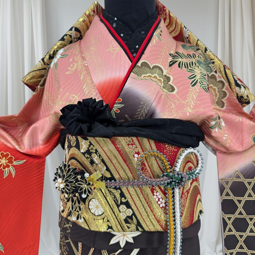 逸品 振袖8点フルセット 金駒刺繍 金彩 成人式 結婚式　謝恩会　卒業式