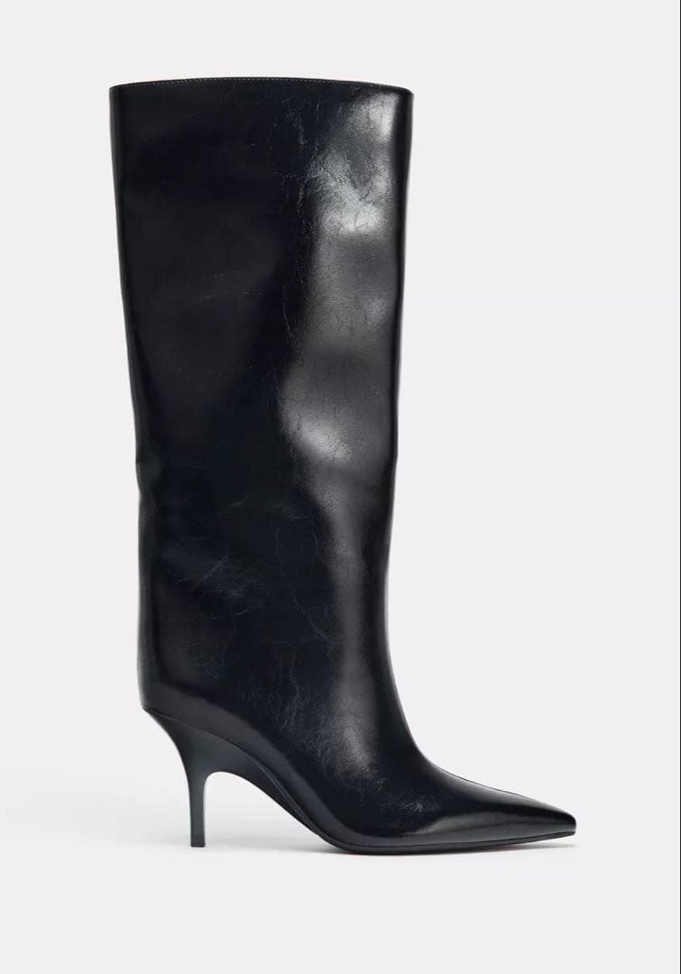 ZARA【キトゥンヒールニーハイブーツ】23.5cm
