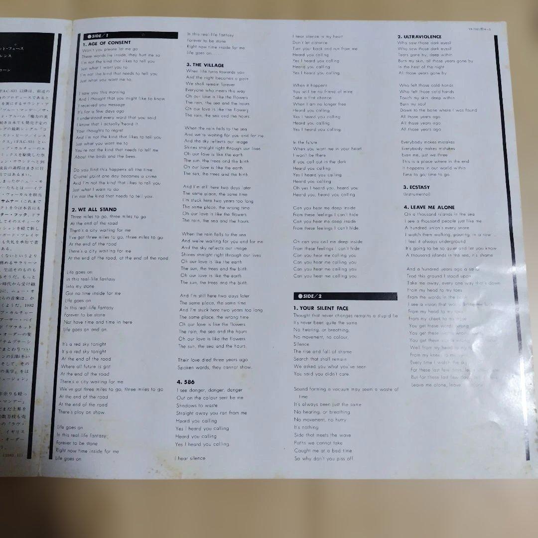 【帯付国内盤】ニュー・オーダー / 権力の美学（LPレコード）
