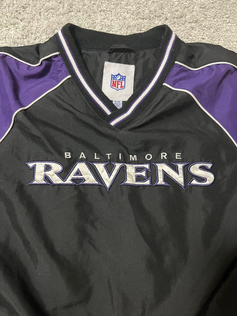 NFL レイブンズ ナイロンプルオーバー XL 黒紫 90s 古着 ストリート
