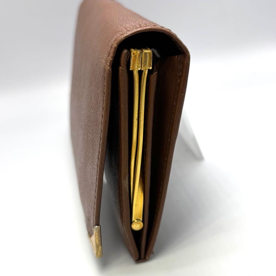イヴサンローラン 長財布 がま口 ブラウン レザー ゴールド金具 ヴィンテージ