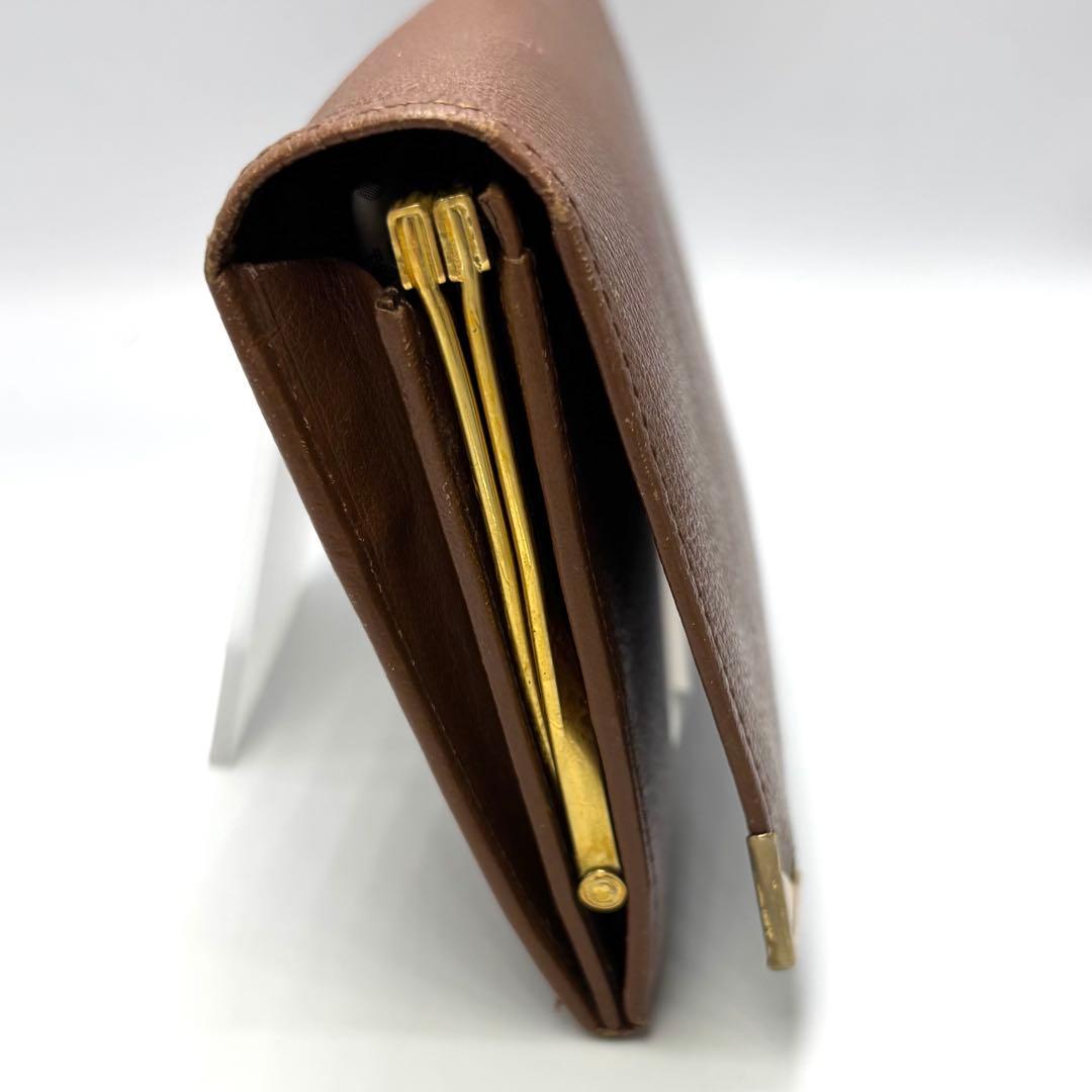 イヴサンローラン 長財布 がま口 ブラウン レザー ゴールド金具 ヴィンテージ