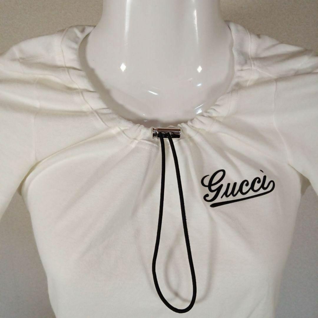 レア✨正規品✨グッチ　Tシャツ　カットソー　ドローコードネック　ホワイト　白