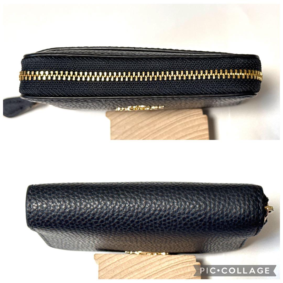 未使用　日本未発売　COACH ネイビー 二つ折り財布　スモール ジップ