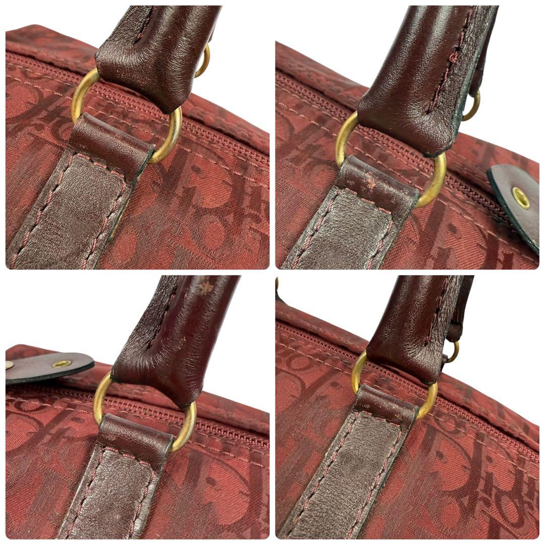 【美品】クリスチャンディオール トロッター柄 ミニボストンバッグ 赤 レッド