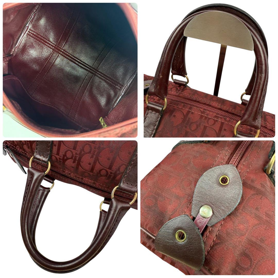 【美品】クリスチャンディオール トロッター柄 ミニボストンバッグ 赤 レッド