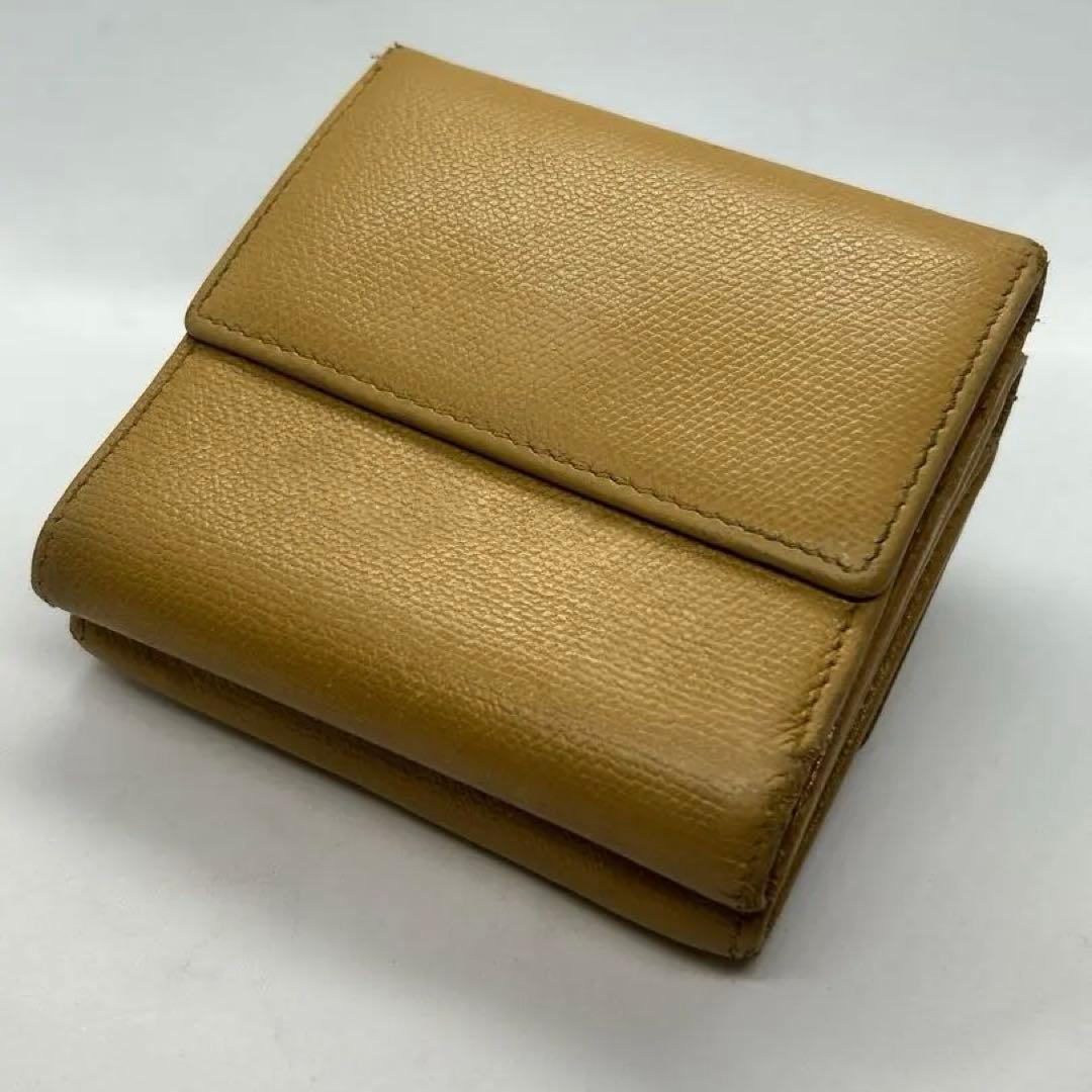 良品✨　シャネル　シリアル有　折り財布　イエロー　レザー　ココボタン/714