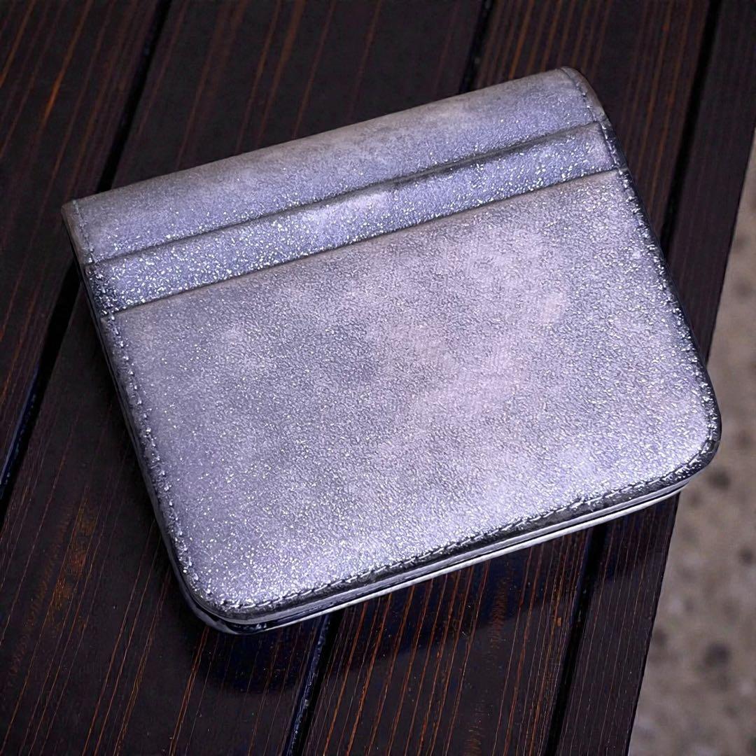BALENCIAGA 財布 ミニウォレット ラメ シルバー フェード感 味あり