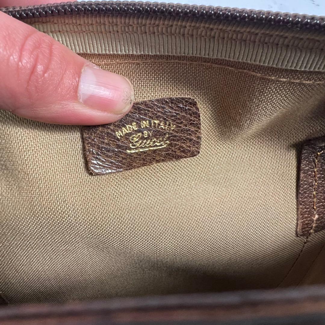 GUCCI グッチ ミニボストンバッグ GG柄 ブラウンpvcレザー