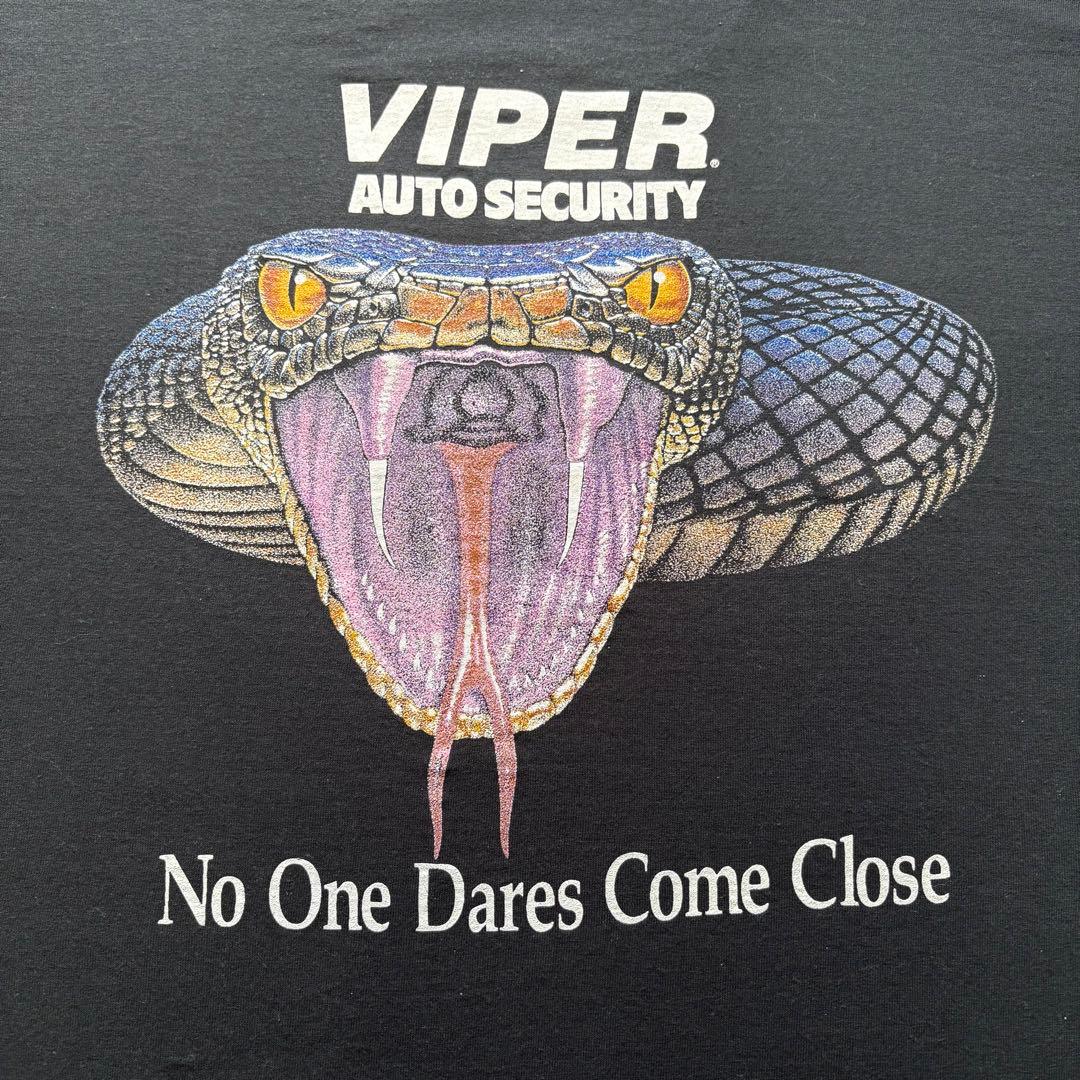 90s VIPER 企業ロゴ ヴィンテージTシャツ ヘビ 大判プリント 紺 XL