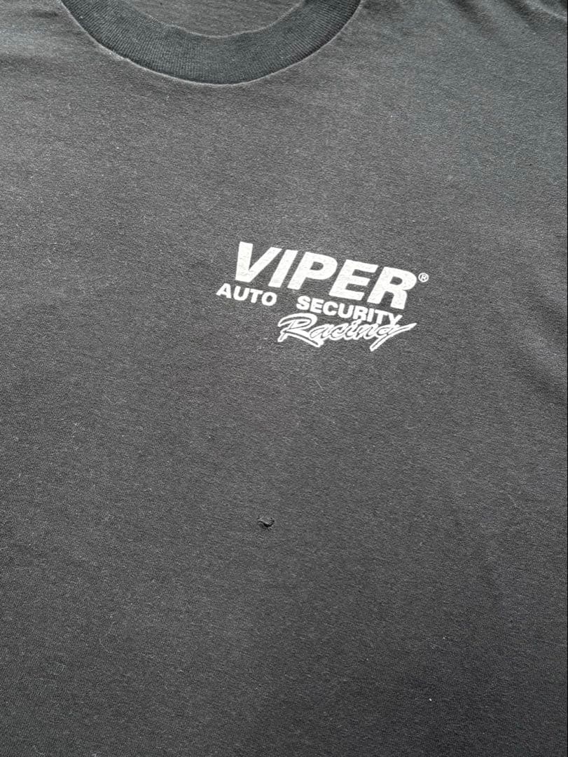90s VIPER 企業ロゴ ヴィンテージTシャツ ヘビ 大判プリント 紺 XL