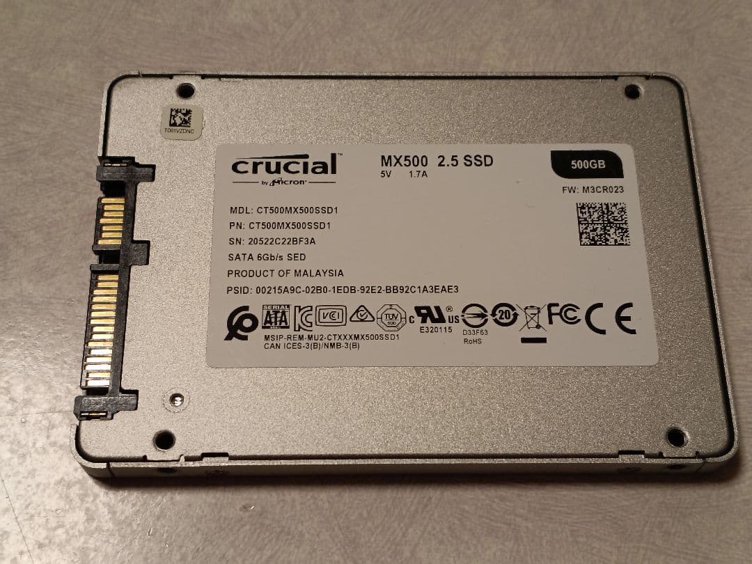 【値下げ】crucial MX500 500GB 2.5インチSSD