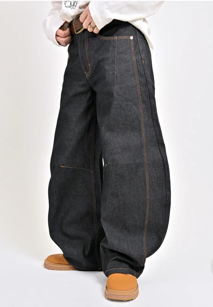 L2156　リジットバルーンデニム　S（black）　地底人ONLINE