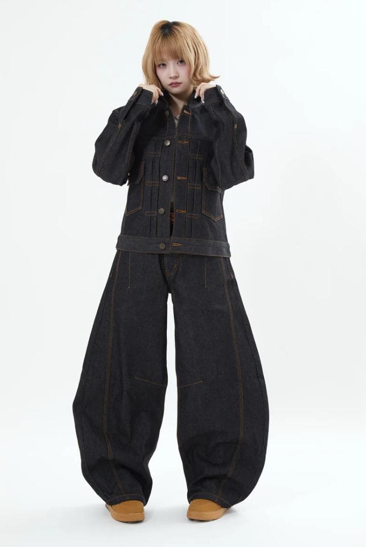 L2156　リジットバルーンデニム　S（black）　地底人ONLINE