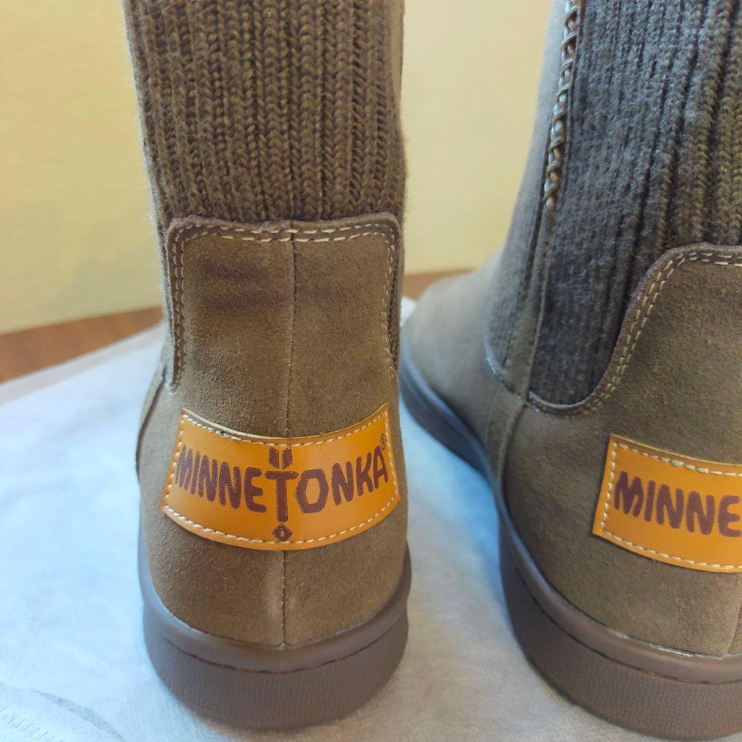 Minnetonka ミネトンカ リブニットブーツ 24.5cm定価15950円