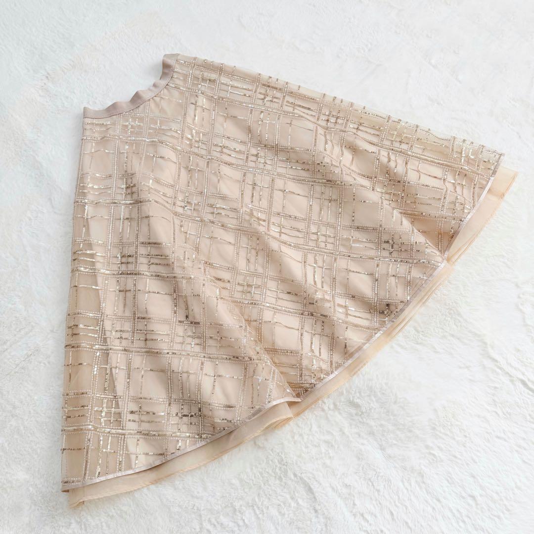 未使用級✨セルフォード　バリエチュールフレアスカート　ベージュ　36 S 完売品