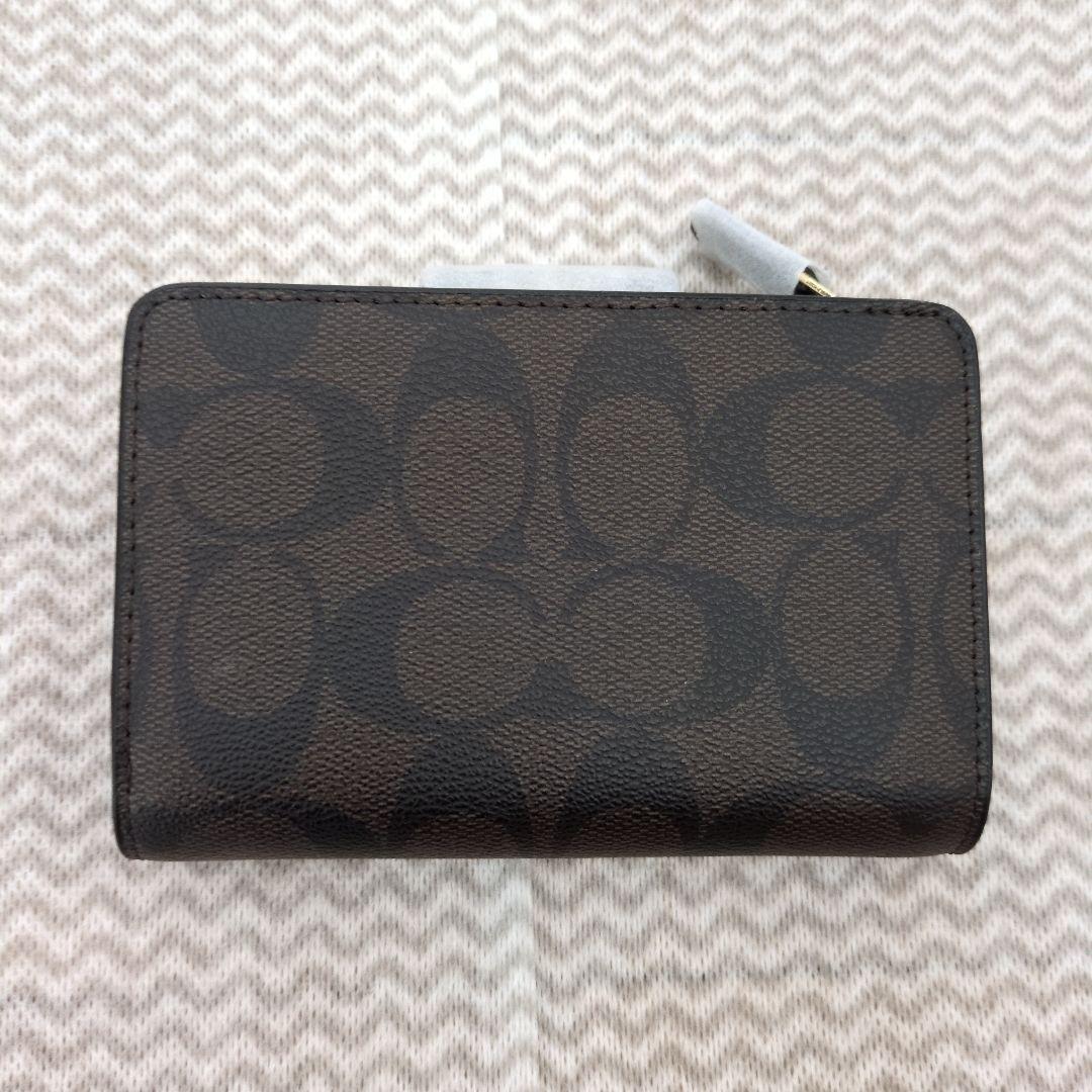 新品・未使用　COACH ミディアム ウォレット シグネチャー　ダークブラウン