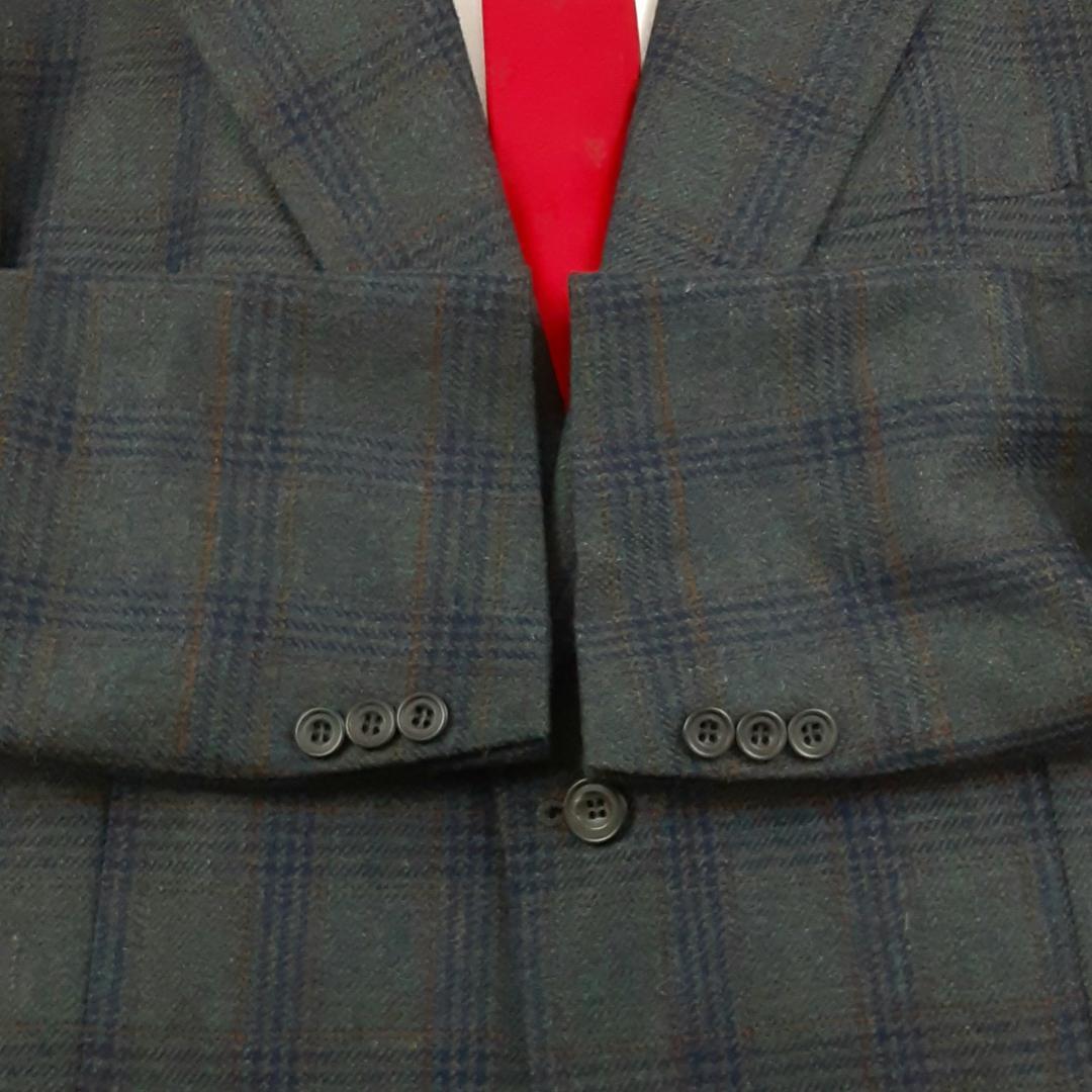 美品◎DAKS ダックス テーラードジャケット グレー チェック 日本製 総裏地