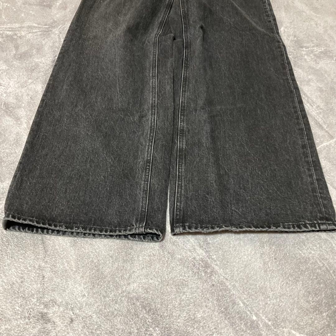 美品　moussy CROSS WAIST WIDE STRAIGHT ブラック