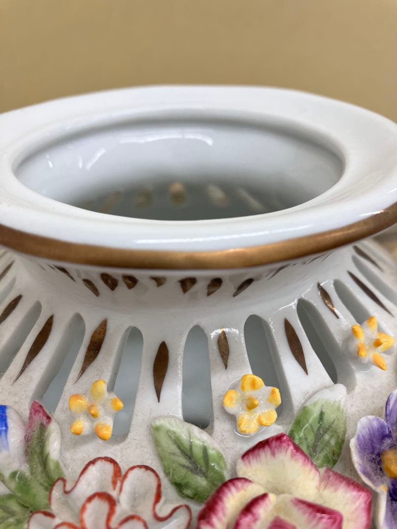 薔薇　アンティーク　porcelain 陶器　ポプリポット　ボンボニエ