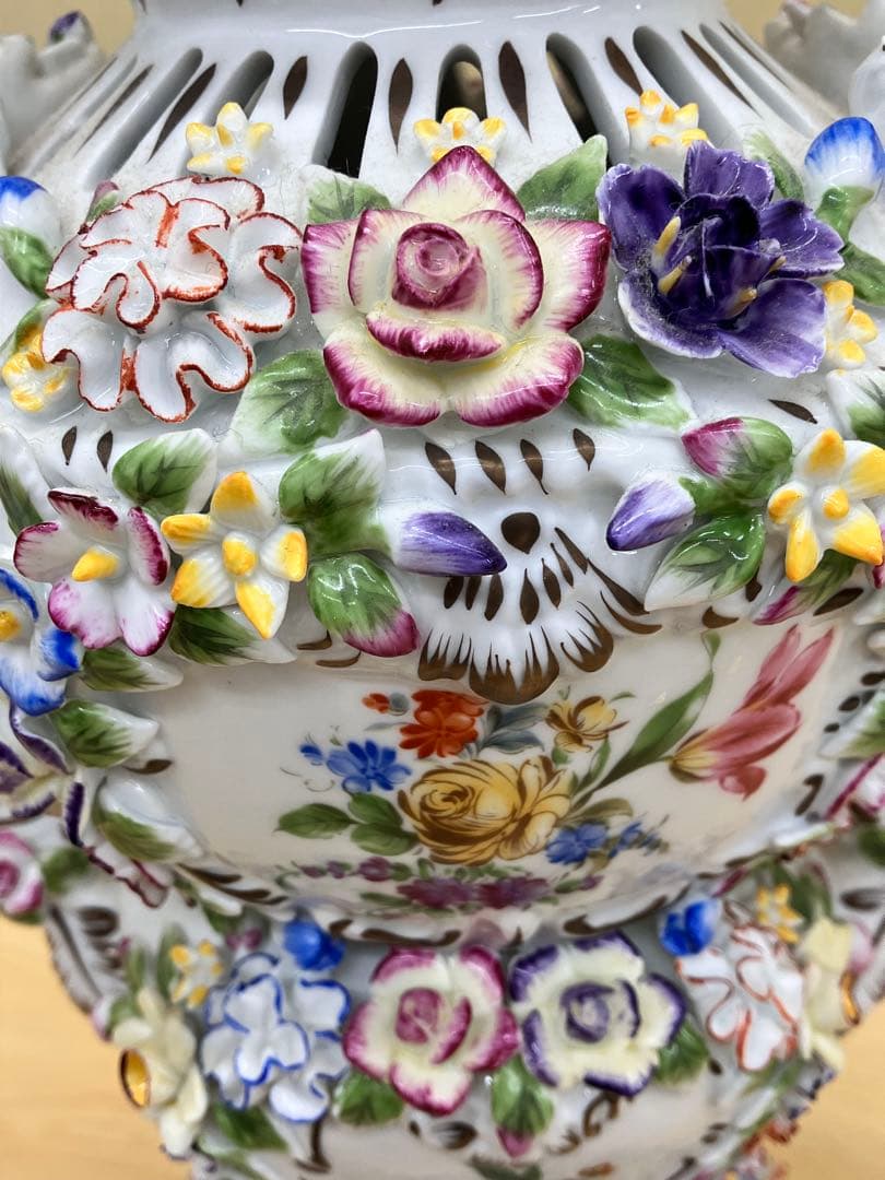 薔薇　アンティーク　porcelain 陶器　ポプリポット　ボンボニエ