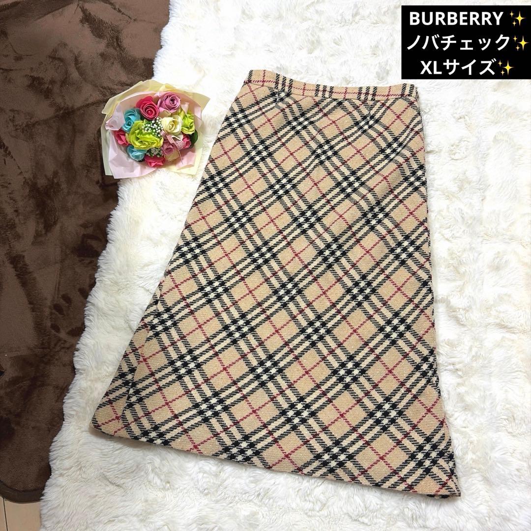 美品 BURBERRY LONDON ノバチェック ウール ロングスカート