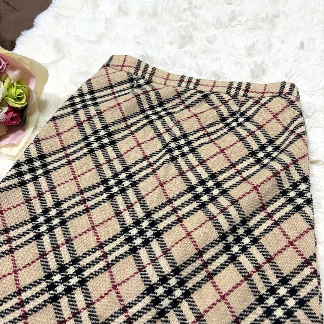 美品 BURBERRY LONDON ノバチェック ウール ロングスカート