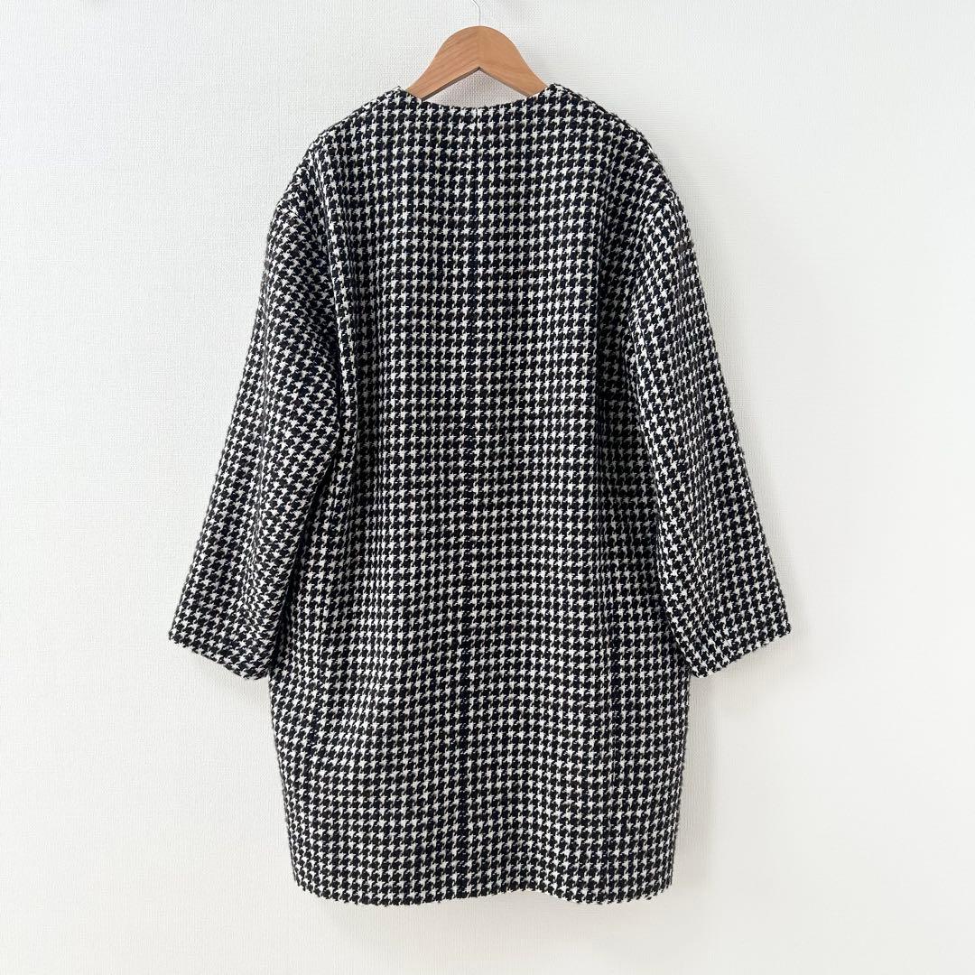 美品✨23区 チェック ツイード ノーカラーコート　38