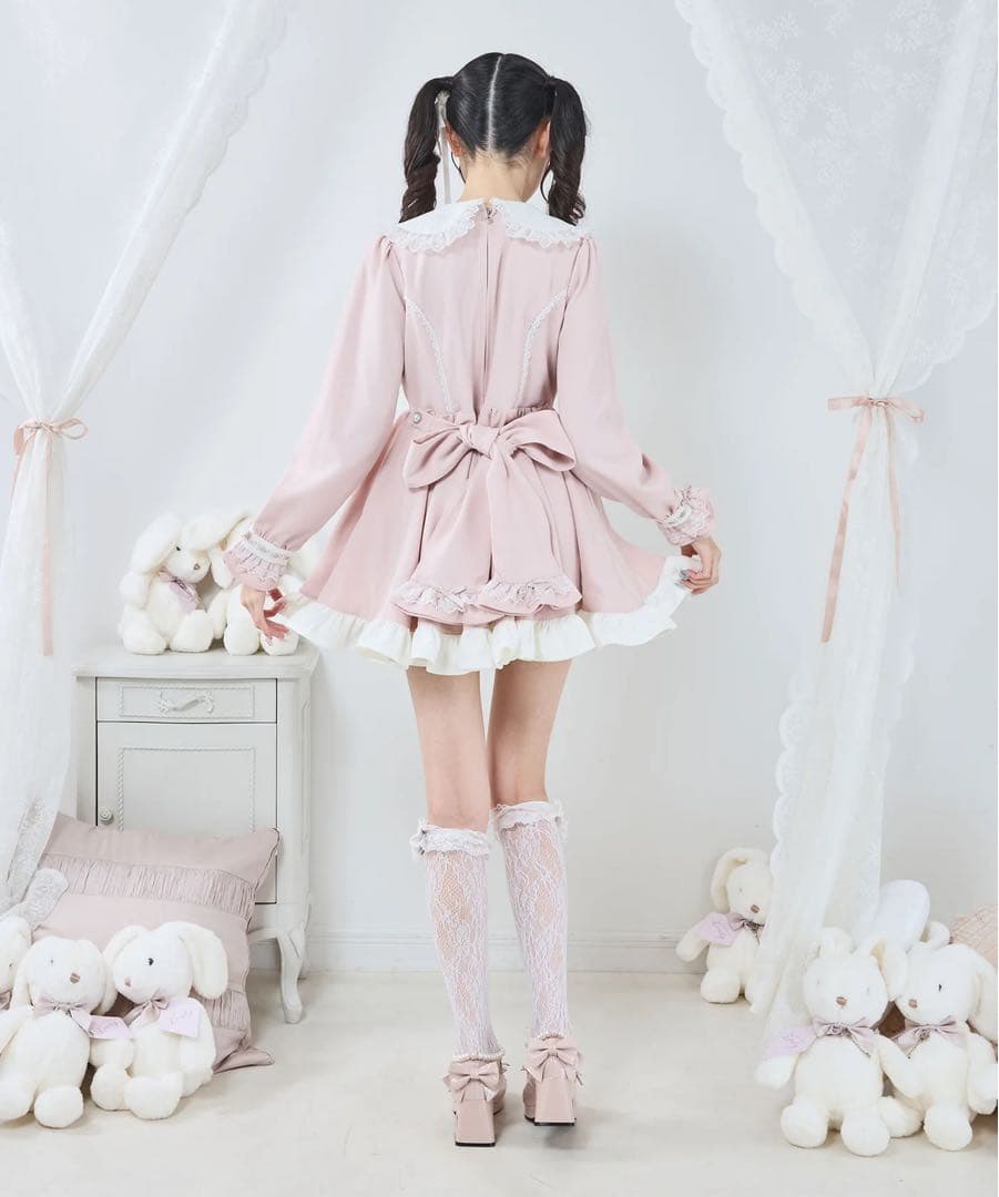 プリンセスティアードはしごレースフリルワンピースL 膝上　ピンク　量産型　姫系