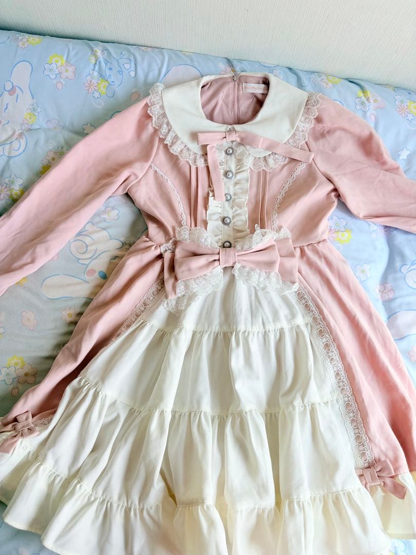 プリンセスティアードはしごレースフリルワンピースL 膝上　ピンク　量産型　姫系