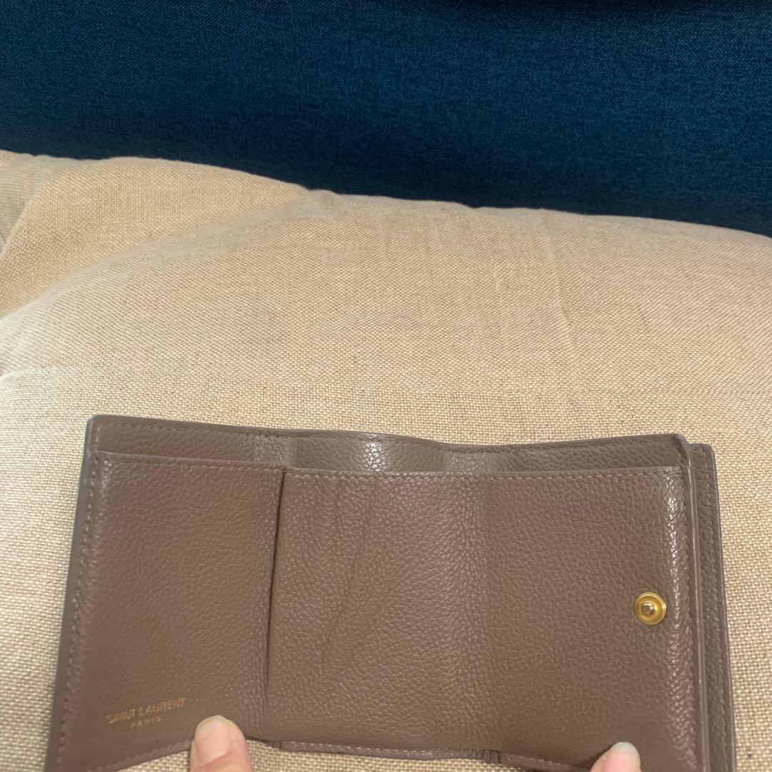 YSL ブラウン レザー 三つ折り財布