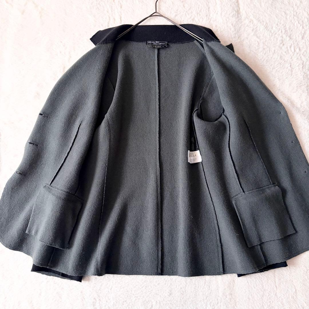 6167 美品✨ サルヴァトーレフェラガモ ニットジャケット M カシミヤ混 黒