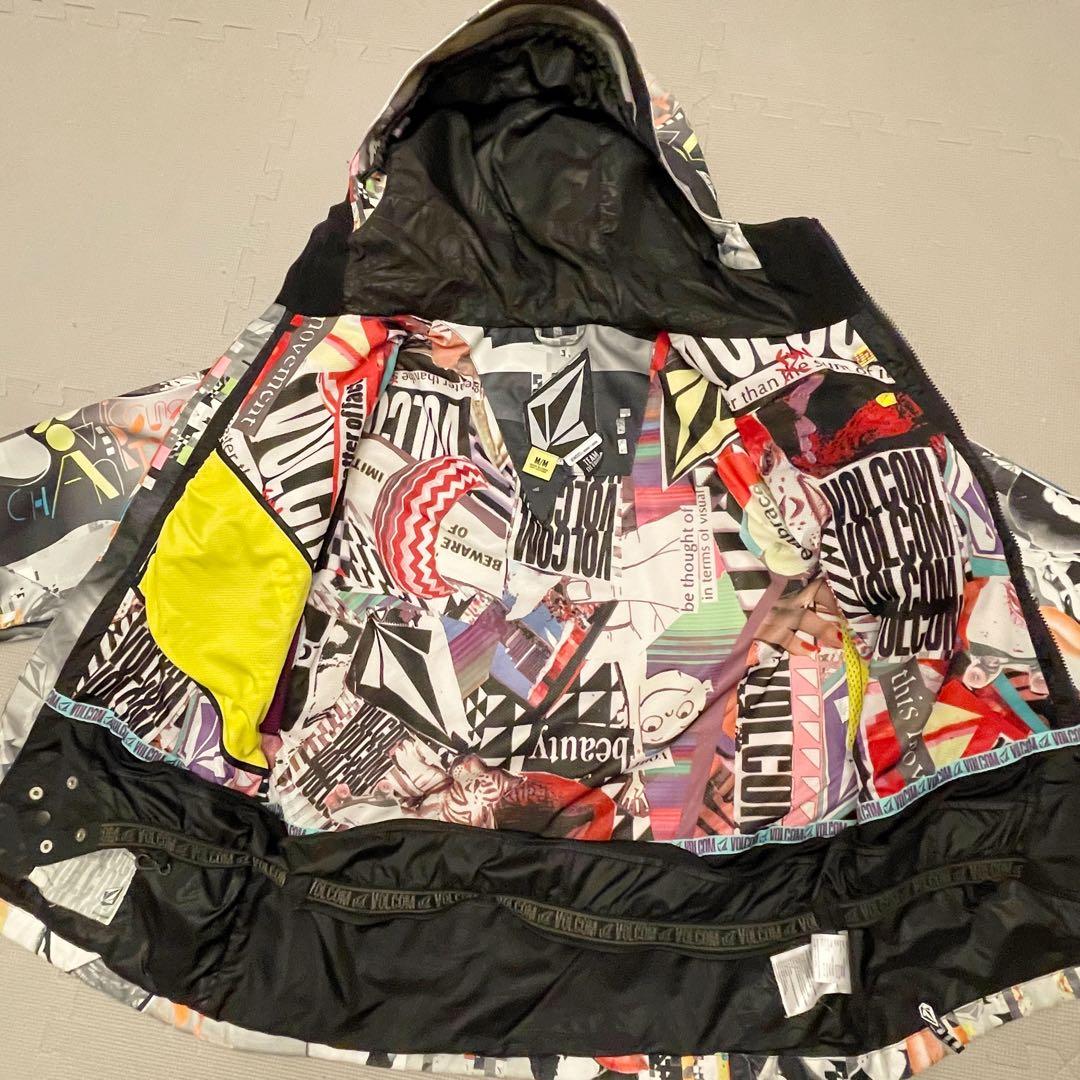 VOLCOM メンズ　スノボジャケット　総柄　グラフィック　グレー系 M